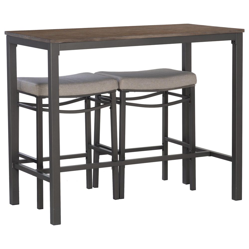 Linon Home Decor Betty 3-Piece Faux Marble Pub Set in Pewter and Grey, , large