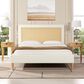 Jennifer Taylor Home Haley Queen Platform Bed with Snow White Upholstered in Natural, , large