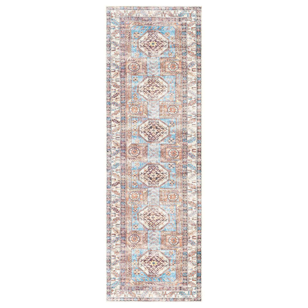 Surya Amelie AML-2321 2"7" x 7"10" Gray, Peach, Camel, Ink, Wheat, Saffron and Aqua Area Rug, , large