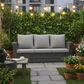 Hearth and Haven Outdoor Sofa with Black Wicker Frame in Gray, , large