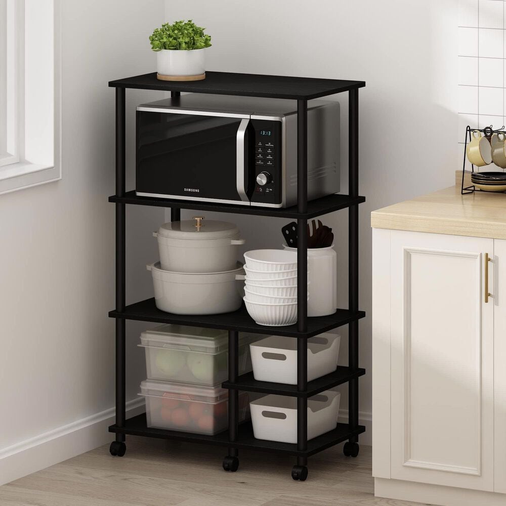 HOMLUX Turn-N-Tube 4-Tier Kitchen Storage Cart in Americano and Black, , large