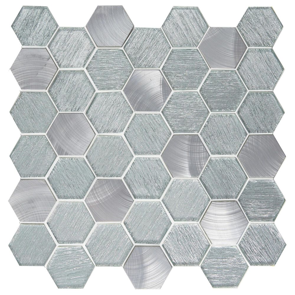 Emser Glitz Fame 12" x 12" Glass and Metal Mix Mosaic Sheet, , large