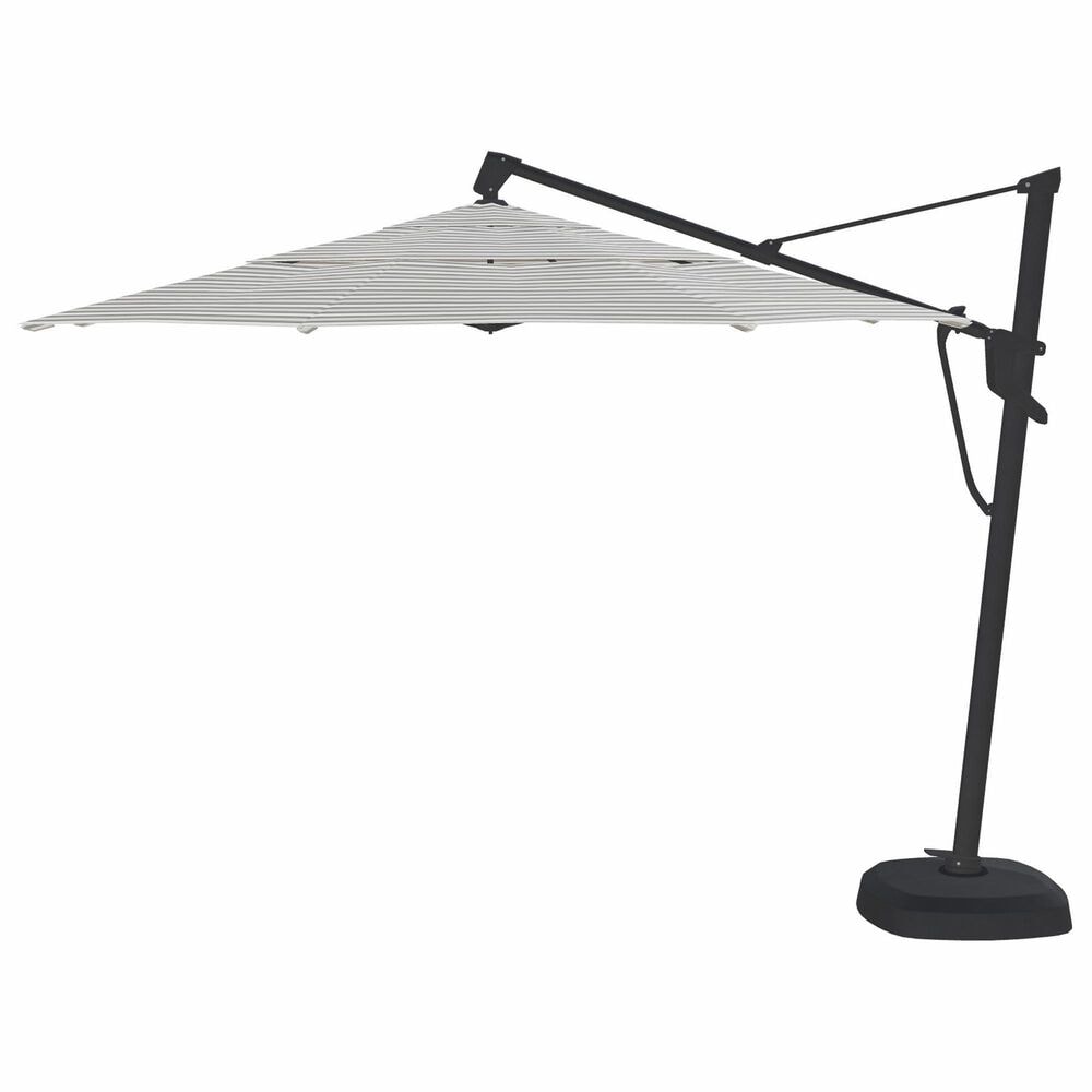 Garden Party Starlux AKZ Plus 11" Octagon Cantilever Umbrella with Black Base in Richmond Stone Stripe, , large