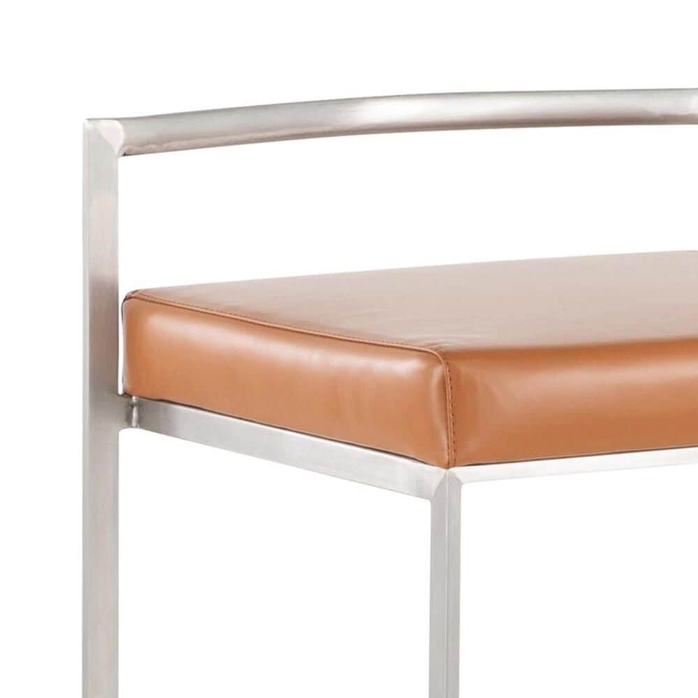 Lumisource Fuji Stackable Barstool with Camel Faux Leather in Stainless Steel &#40;Set of 2&#41;, , large