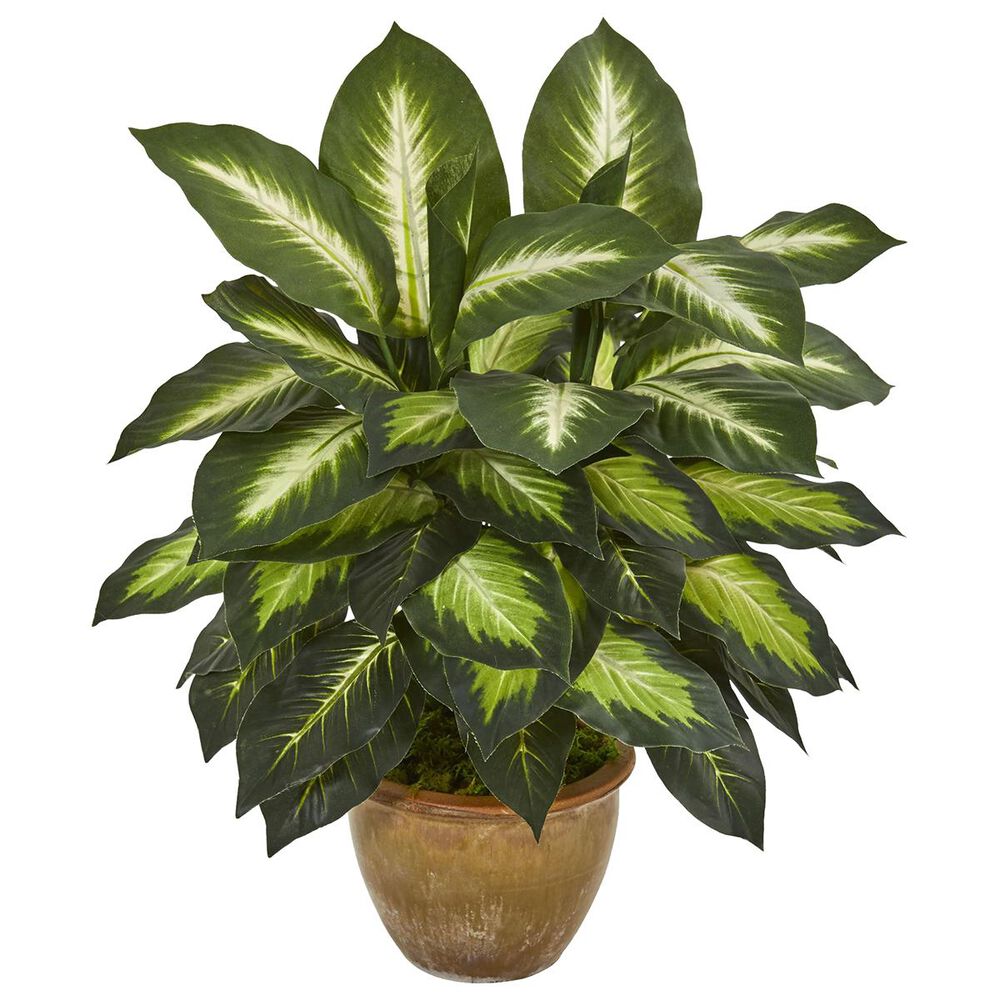 Nearly Natural Inc Dieffenbachia Artificial Plant in Ceramic Planter, , large