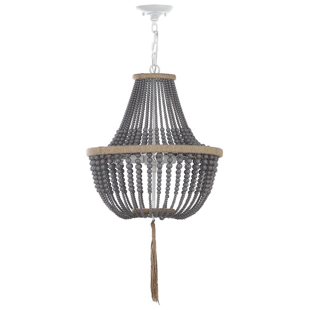Safavieh Lush Kristi 16.5" 3-Light Beaded Pendant in Grey, , large