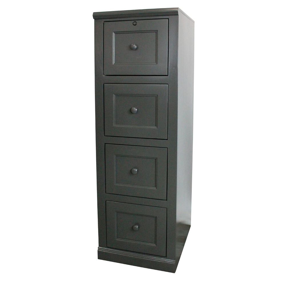 American Heartland Poplar 4-Drawer File Cabinet in Grey, , large