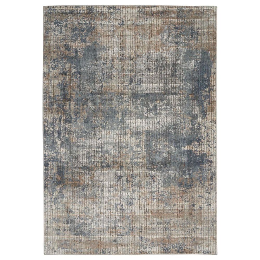 Nourison Quarry Abstract 5"3" x 7"3" Blue and Beige Area Rug, , large