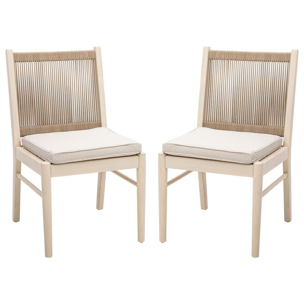 Hearth and Haven Cordoba Outdoor Dining Chair with Yellow Rope in Beige (Set of 2), , large