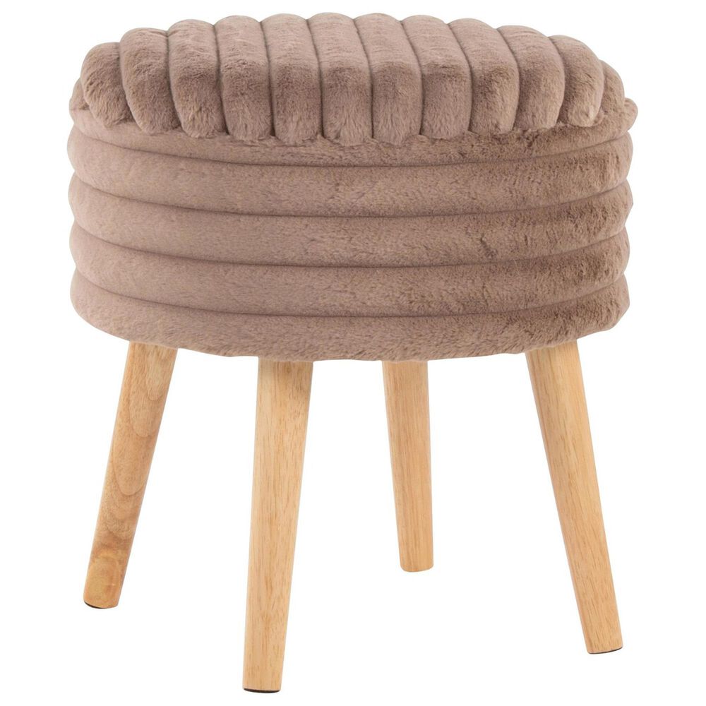Lumisource Tray Plush 2-Piece Storage Ottoman Set in Light Brown, , large