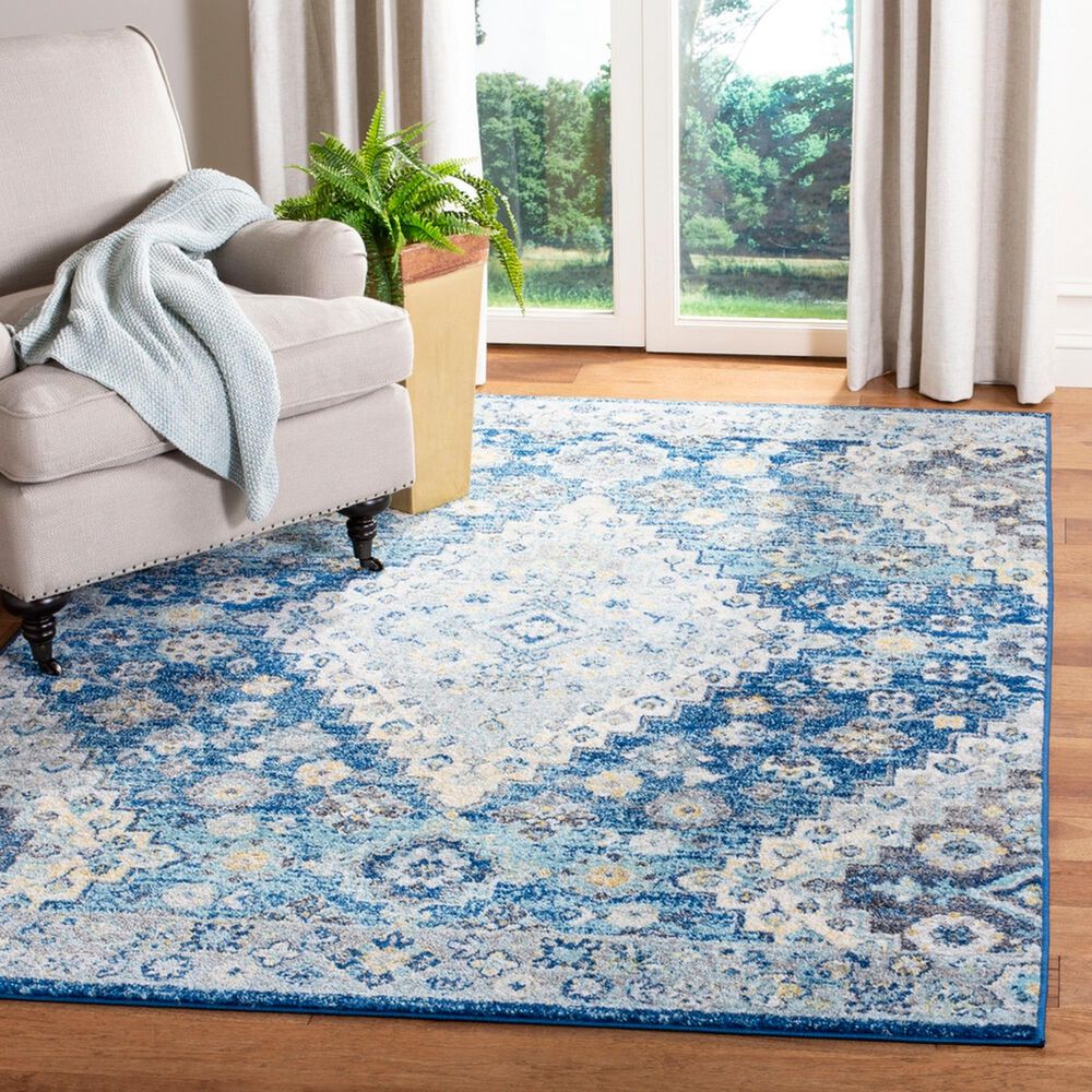 Safavieh Madison MAD616N 5&#39;1&quot; x 7&#39;6&quot; Navy and Creme Area Rug, , large