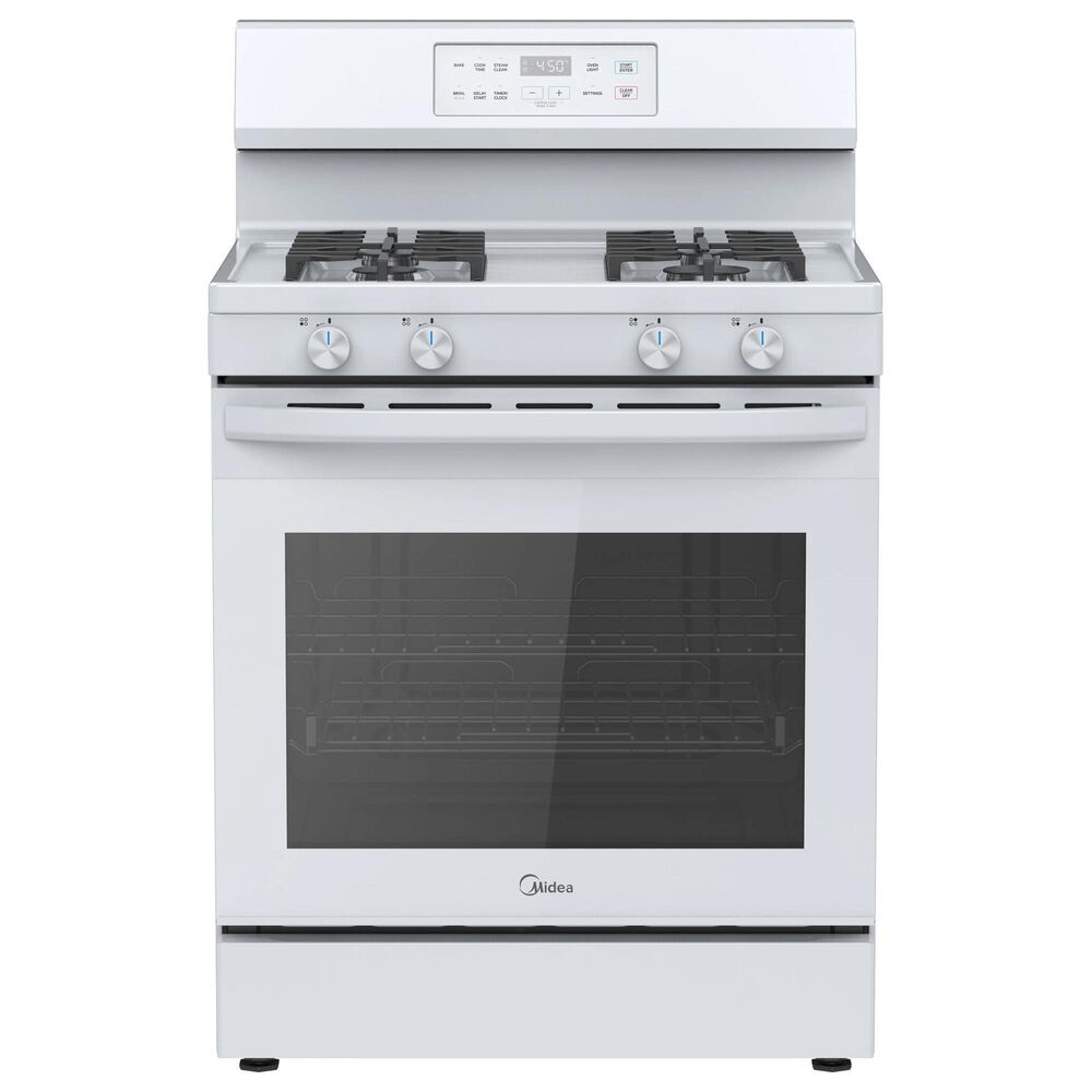 Midea 6.1 Cu. Ft. 4-Burner Freestanding Gas Range with Steam Cleaning in White, , large