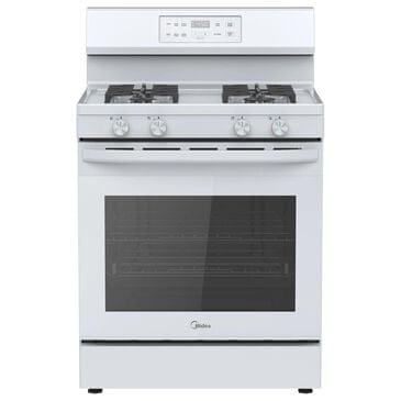 Midea 6.1 Cu. Ft. 4-Burner Freestanding Gas Range with Steam Cleaning in White, , large