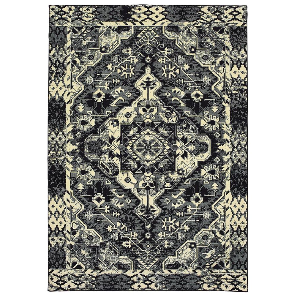 Oriental Weavers Luna 5603K 9"10" x 10"10" Black and Ivory Area Rug, , large