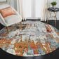 Amer Rugs Montana 7"6" Round Orange and Blue Area Rug, , large