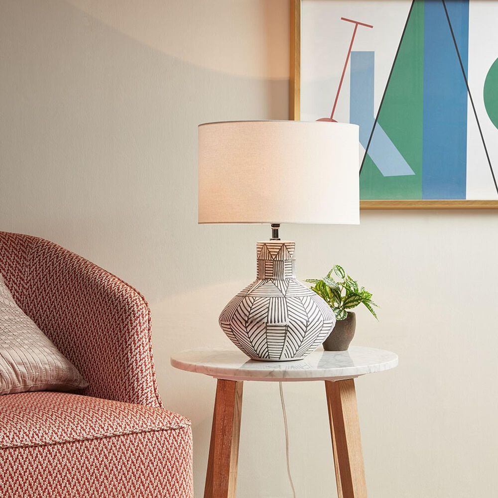Hampton Park Agape Boho Ceramic Table Lamp in White, , large
