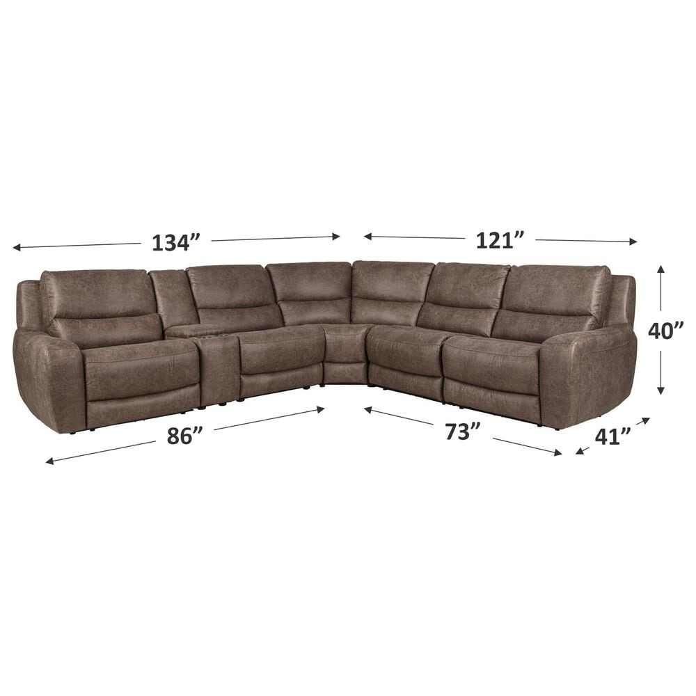 Oxford Furniture Cheers 6-Piece Power Reclining Sectional in Texas Slate, , large