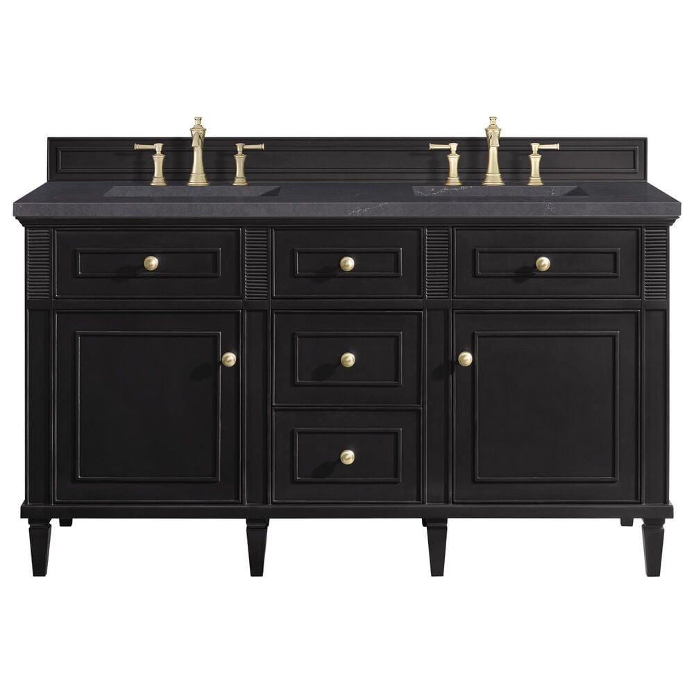 James Martin Vanities Lorelai 60&quot; Double Vanity in Black Onyx with 3 cm Charcoal Soapstone Quartz Top, , large