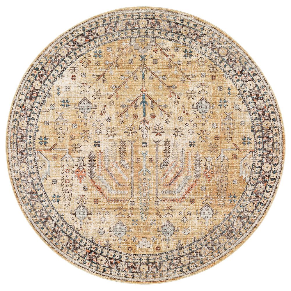 Surya Carlisle 5"3" Round Olive, Medium Gray, Off-White, Dark Brown, Dark Blue and Sage Area Rug, , large