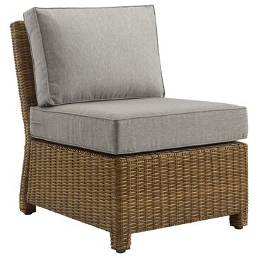 Crosley Furniture Bradenton Patio Center Chair with Gray Cushion in Weathered Brown, , large