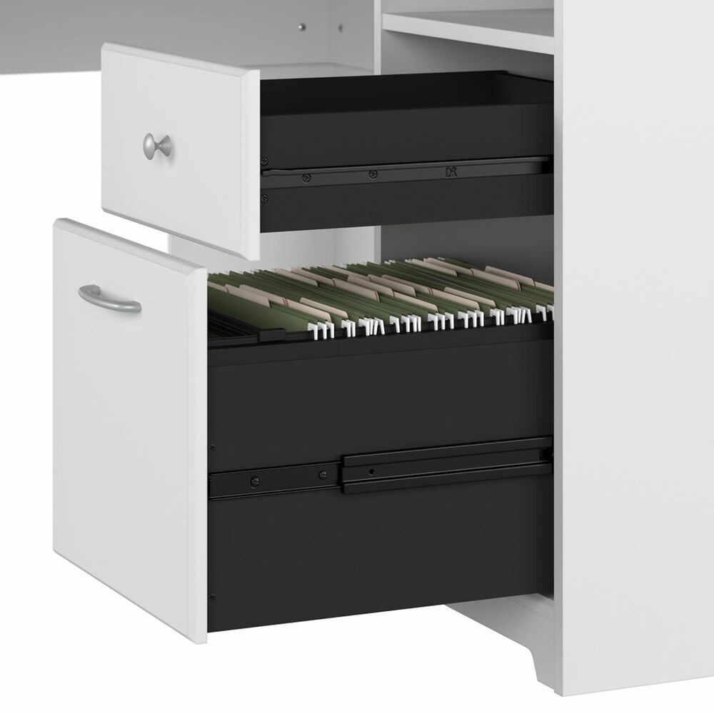 Bush Cabot 60&quot; L-Shaped Desk with Hutch and Storage in White, , large