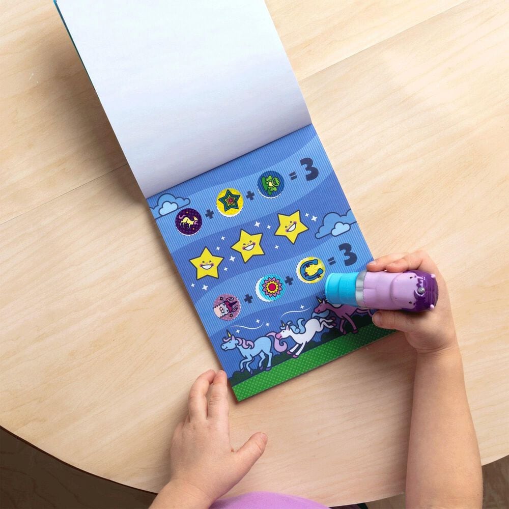 Melissa &amp; Doug Unicorn 24-Page Activity Pad and Sticker Stamper in Purple, , large