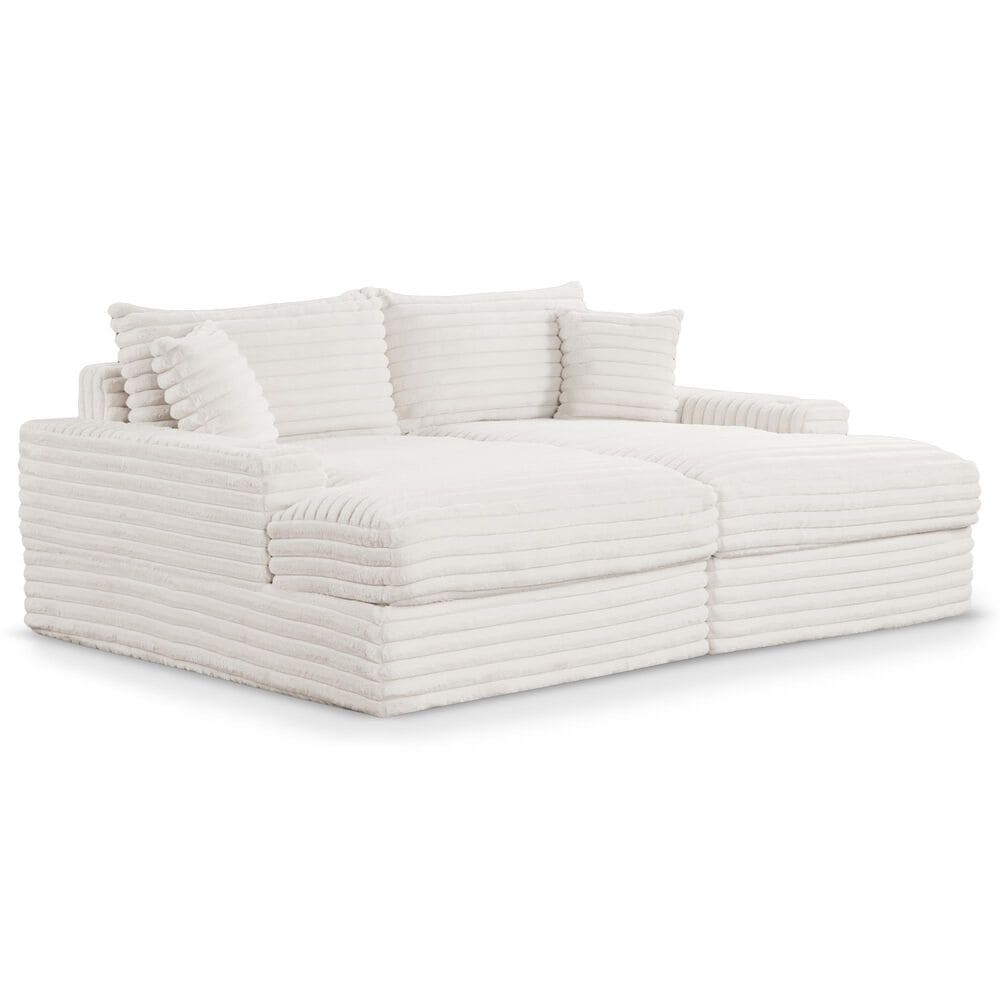 Furniture of America Tavedestrand Double Chaise Lounger with USB Port in White, , large