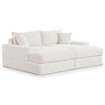 Furniture of America Tavedestrand Double Chaise Lounger with USB Port in White, , large