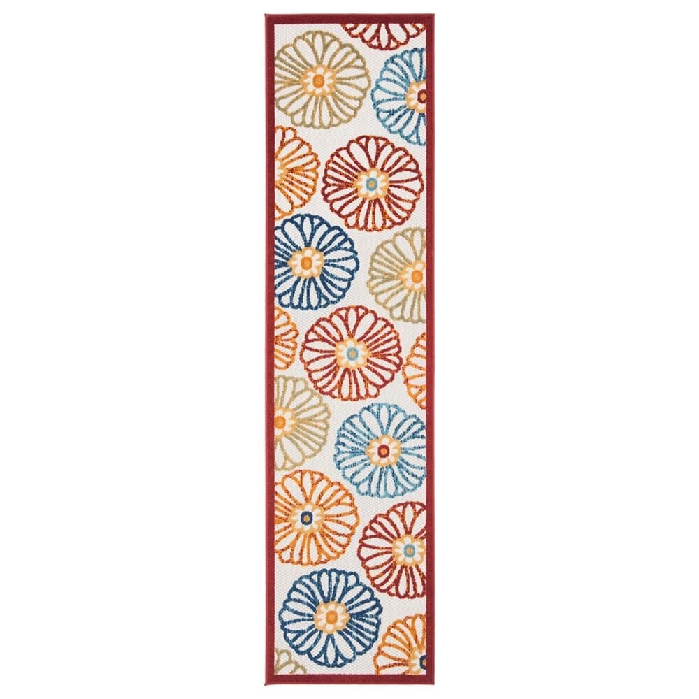 Safavieh Cabana CBN801A 2" x 10" Creme and Red Indoor/Outdoor Performance Runner, , large