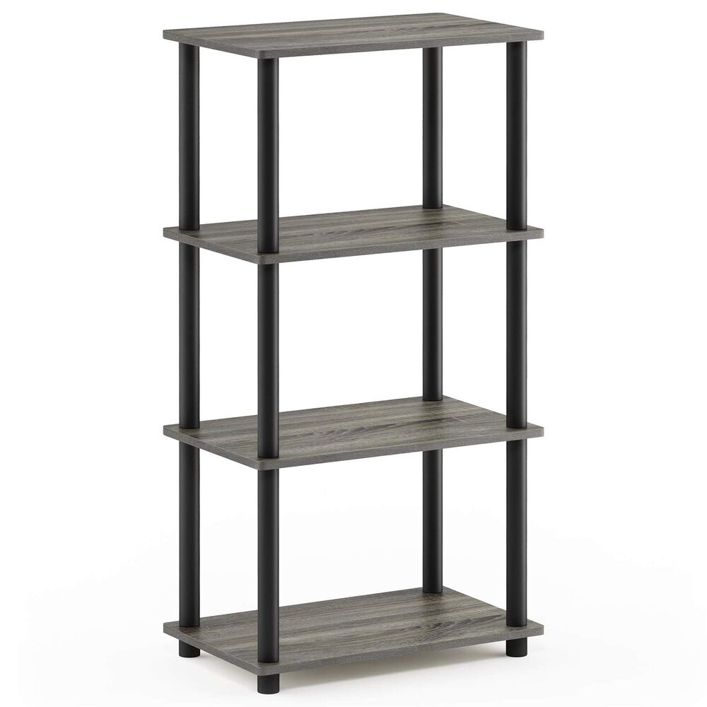 HOMLUX Turn-N-Tube 4-Tier Storage Shelf in French Oak and Black, , large