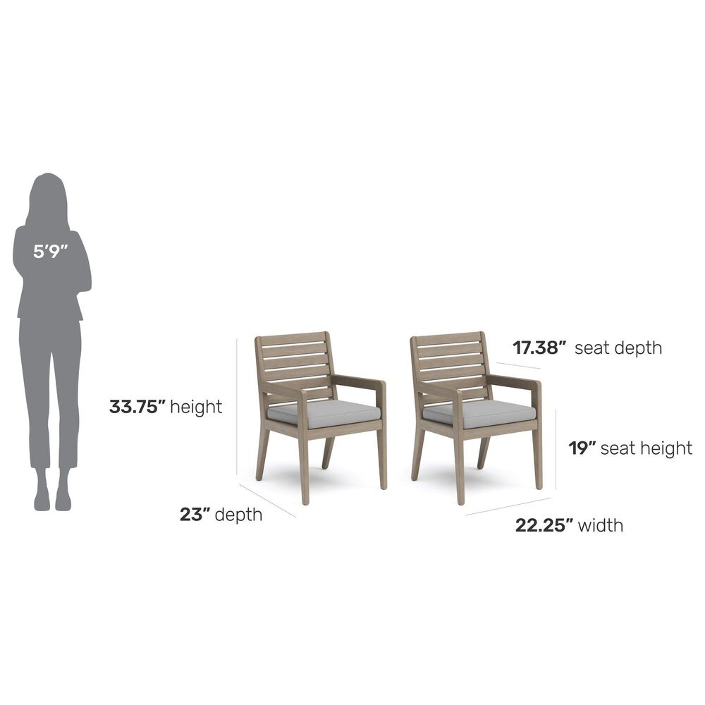 Homestyles Sustain Patio Dining Chair with Gray Cushion in Stain Brown &#40;Set of 2&#41;, , large