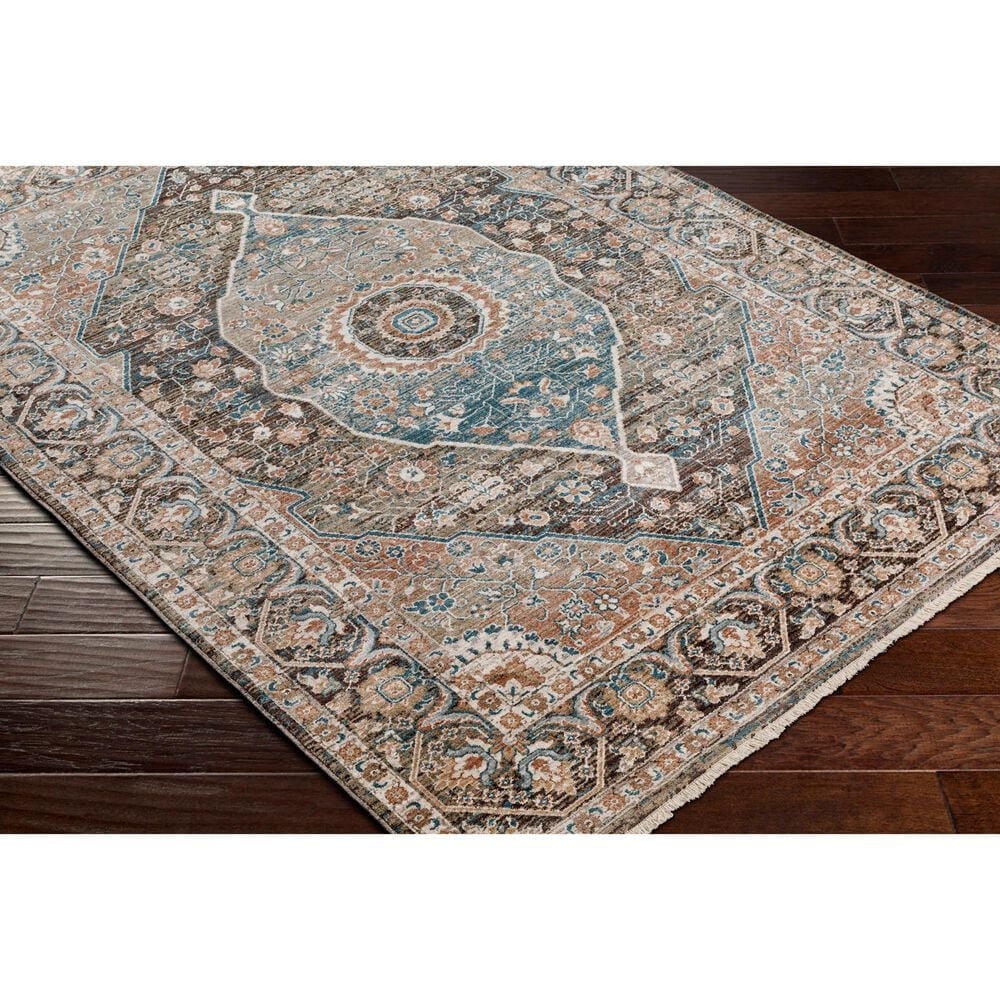 Surya Carlisle Oriental 5&#39;3&quot; x 7&#39;9&quot; Dusty Pink, Sage, Denim, Medium Brown and Dark Brown Area Rug, , large