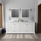 Lexora Home Dukes 84" Double Bathroom Vanity in White with 2 cm White Carrara Marble Top and Rectangular Sinks, , large