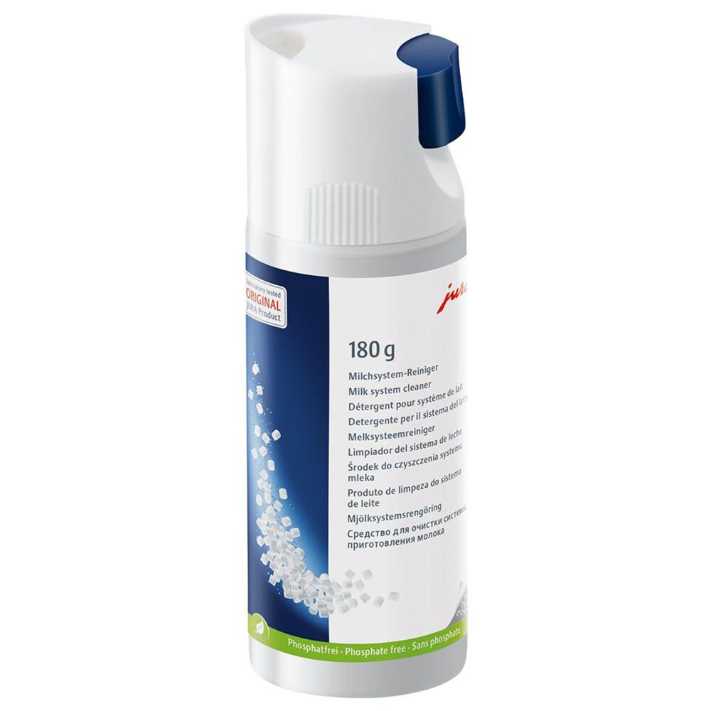 Jura Milk System Cleaner Mini Tabs Bottle with Dispenser in White and Blue, , large