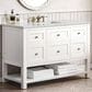 James Martin Breckenridge 48" Single Bathroom Vanity in Bright White with 3 cm Eternal Jasmine Pearl Quartz Top and Rectangular Sink, , large