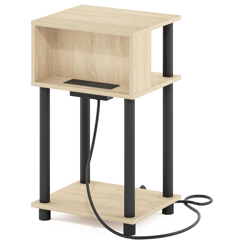 HOMLUX 3-Tier Turn-N-Tube End Table in Bauhaus Oak and Black, , large