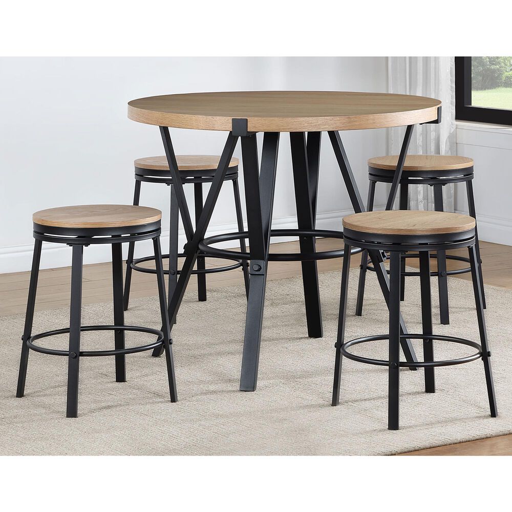 Steve Silver Co. Magnolia 42&quot; Round Counter Height Table in Black and Sand - Table Only, , large