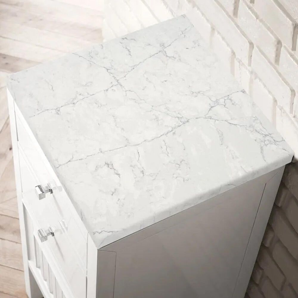 James Martin Vanities Athens 15" Left Single Bathroom Vanity in Glossy White with 3 cm Eternal Jasmine Pearl Quartz Top and Rectangle Sink, , large