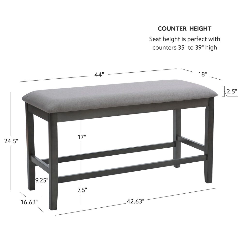 Linon Home Decor Spiva Counter Backless Bench in Grey, , large