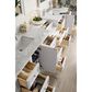 James Martin Vanities De Soto 118" Double Bathroom Vanity in Bright White with 3 cm Carrara White Marble Top, , large
