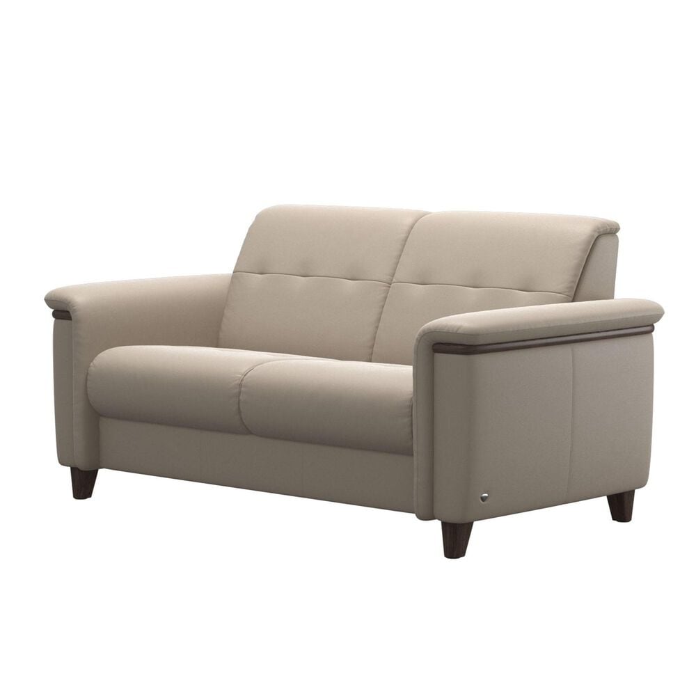 Stressless Flora Leather Loveseat in Paloma Mushroom, , large