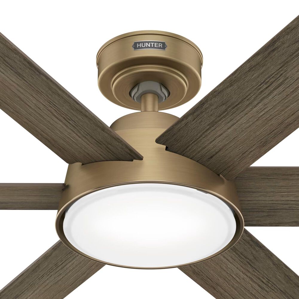 Hunter Donatella 52&quot; Ceiling Fan with LED Lights in Burnished Brass, , large