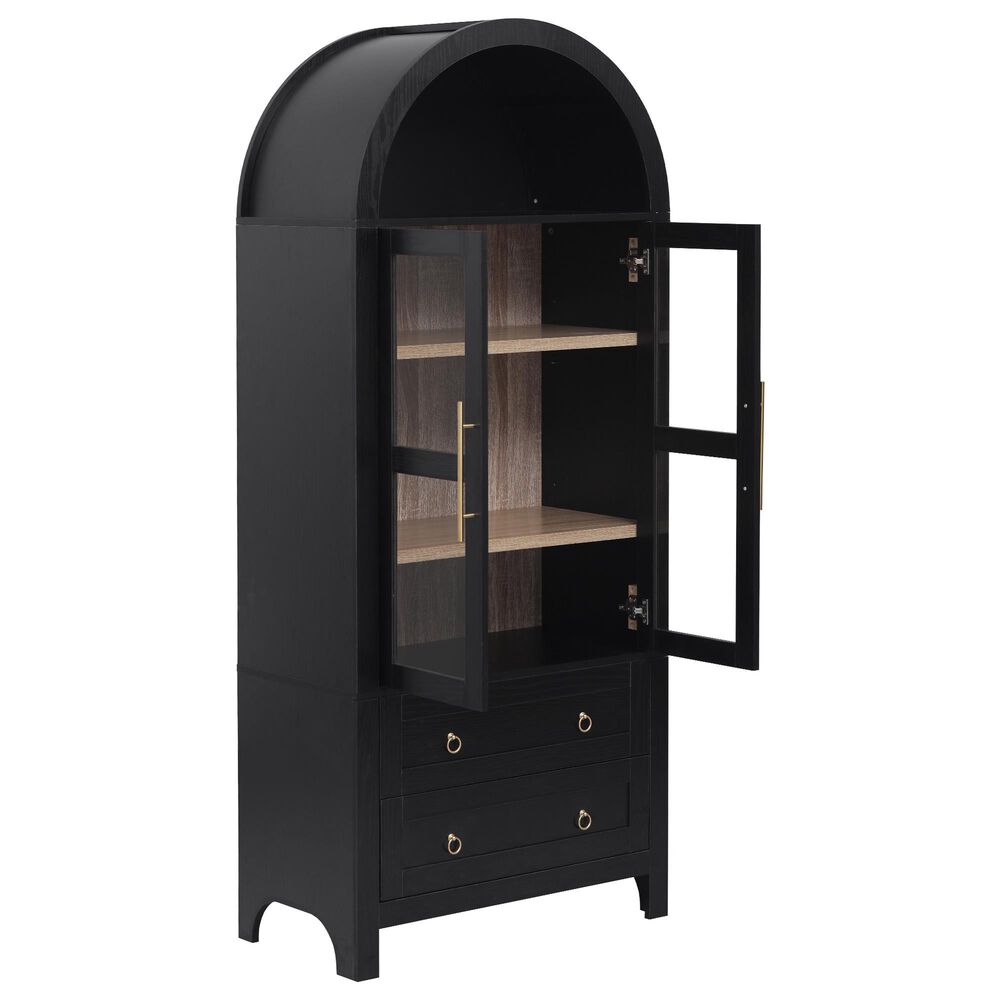 HOMLUX 71" Arched Kitchen Pantry Cabinet in Black, , large