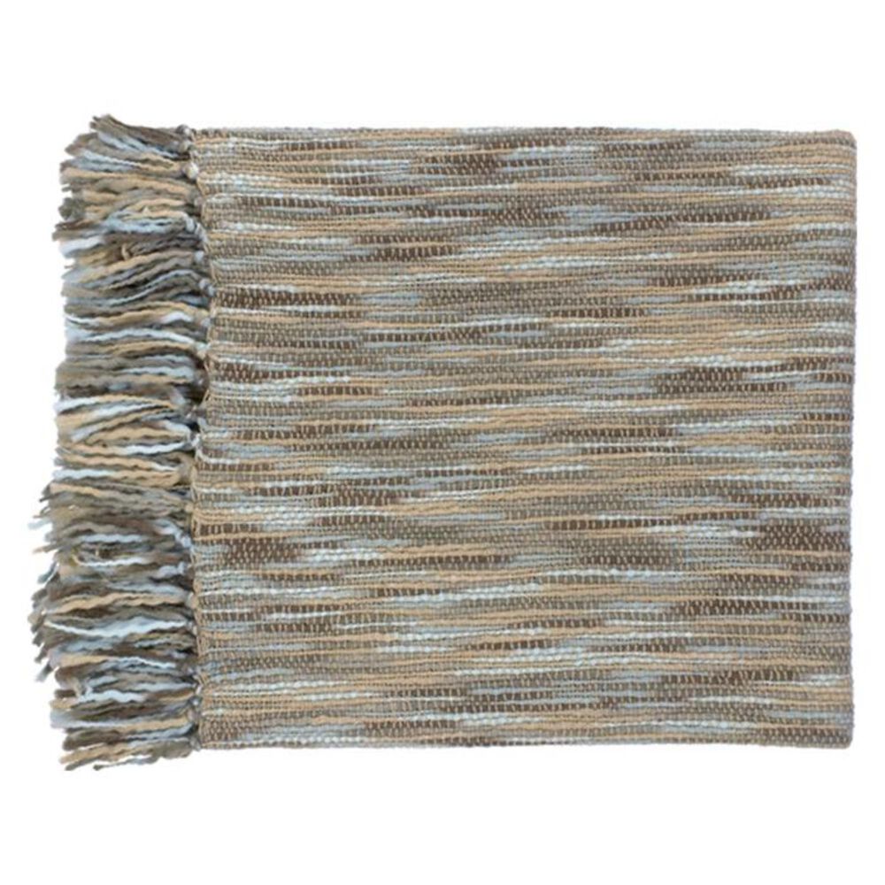 Surya Inc Teegan 57" x 78" Acrylic Throw in Blue and Beige, , large