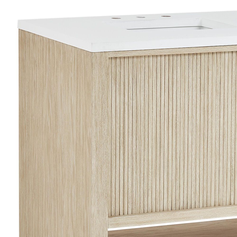 James Martin Vanities Marigot Single 72&quot; Double Vanity in Sun-washed Oak with 3 cm White Zeus Quartz Top, , large