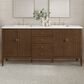 James Martin Vanities Myrrin 72" Double Vanity in Mid-Century Walnut with 3 cm White Zeus Quartz Top, , large