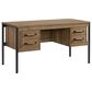 Hawthorne Furniture Norcross 60" Half Pedestal Desk in Hickory and Black, , large