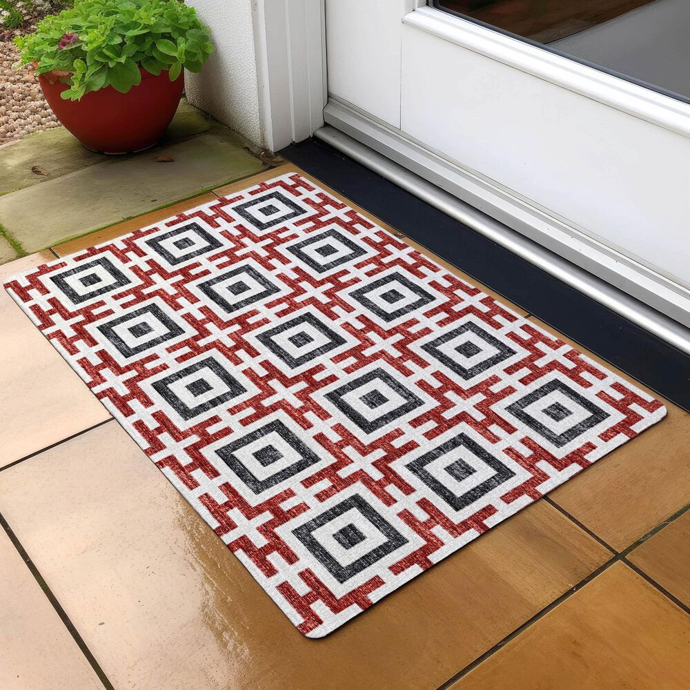 Dalyn Rug Company Marlo 1&#39;8&quot; x 2&#39;6&quot; Red Indoor/Outdoor Area Rug, , large