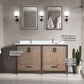 Lexora Home Ziva 60" Double Bathroom Vanity in Rustic Barnwood with 2 cm White Quartz Top and Rectangular Sinks, , large