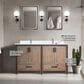 Lexora Home Ziva 60" Double Bathroom Vanity in Rustic Barnwood with 2 cm White Quartz Top and Rectangular Sinks, , large